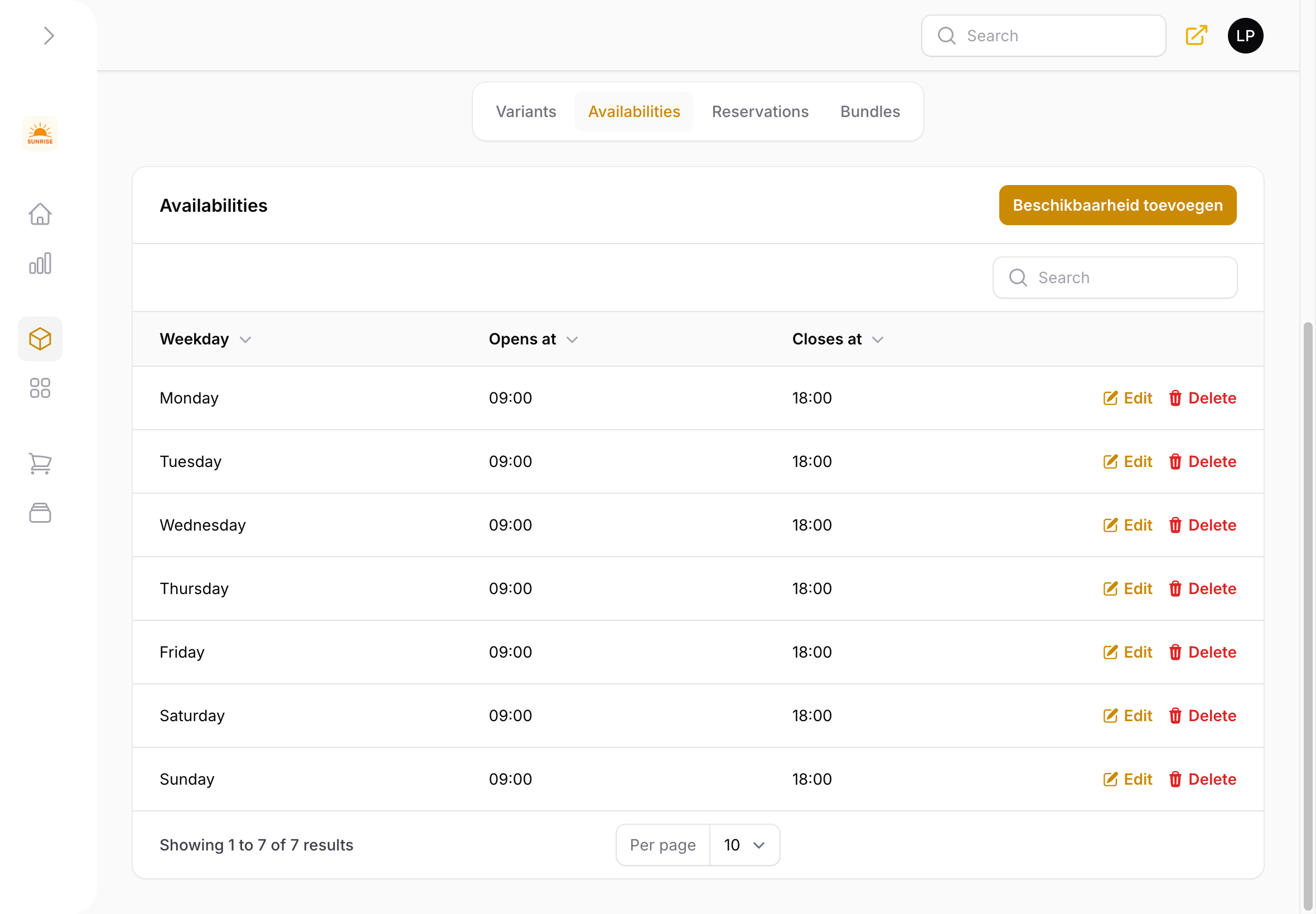 Availabilities
